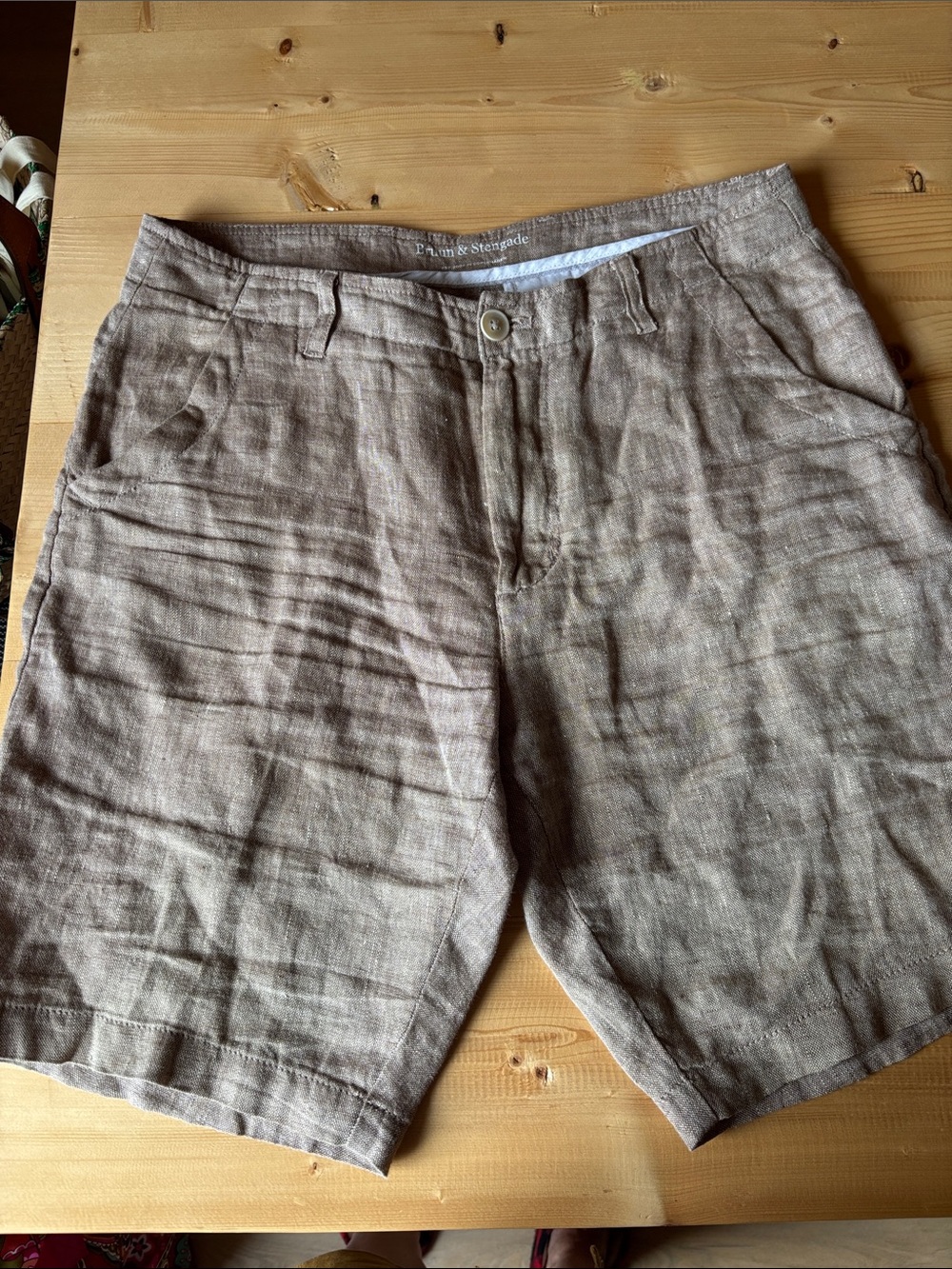 Men's Flat Front Linen Blend Shorts - light brown